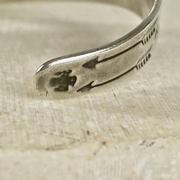 Fred Harvey Era Navajo Sterling Green Cuff Vintage - Picture 5 of 10